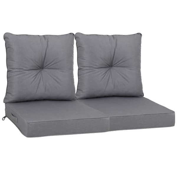 Tenleaf 24 x 24 x 4 Deep Seating Outdoor Lounge Chair Patio Chair 2 Replacement Gray Cushion Sets Sewn Circle Tack with Pillows