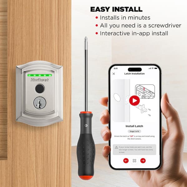 Kwikset Halo Touch Satin Nickel Traditional Fingerprint WiFi Electronic  Smart Lock Deadbolt Featuring SmartKey Security 959TRL15FPRTWIF