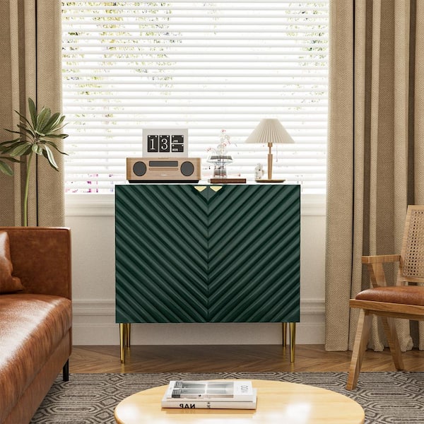 Boyel Living 2-Door Green Locker Accent Storage Cabinet with Tapered Support Legs