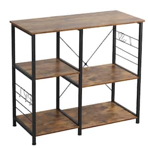 35.4 in. Rustic Brown Utility Double 3-Tier Microwave Stand Baker's Rack