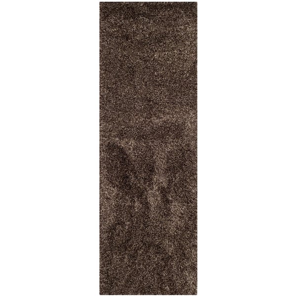 SAFAVIEH California Shag Mushroom 2 ft. x 5 ft. Solid Runner Rug