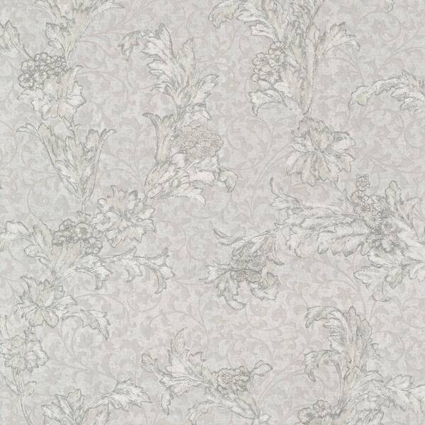 Mirage Empire Light Grey Floral Scroll Wallpaper
