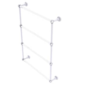 Pacific Beach 4-Tier 24 in. Ladder Towel Bar with Groovy Accents in Matte White