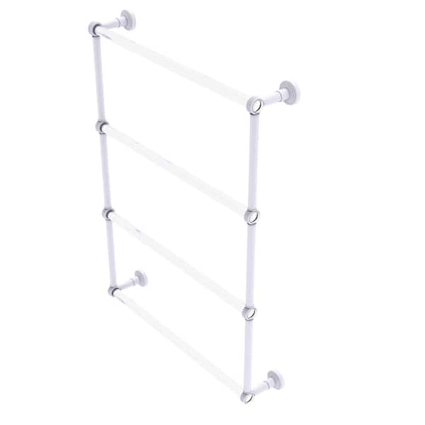 Allied Brass Pacific Beach 4-Tier 24 in. Ladder Towel Bar with Groovy Accents in Matte White