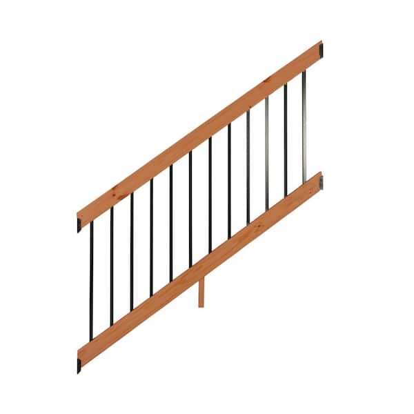 6 ft. Redwood-Tone Southern Yellow Pine Stair Rail Kit with Aluminum Square Balusters