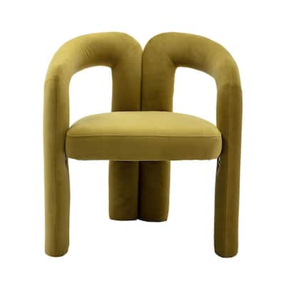 Morden Olive Green Velvet Goat Shaped Accent Chair with Metal Frame