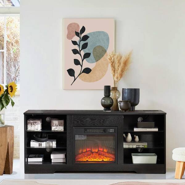 SUNRINX 58 in. Freestanding Modern Electric Fireplace TV Stand