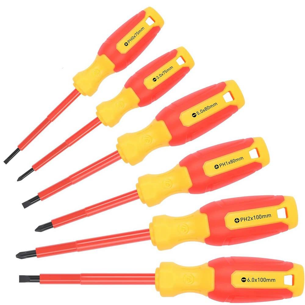 1000-Volt Insulated 8.66 in. Shank 6 Bit Red and Black Insulated Electrician Screwdriver Set Cushion Grip 6-Piece price history on PriceWatchPro