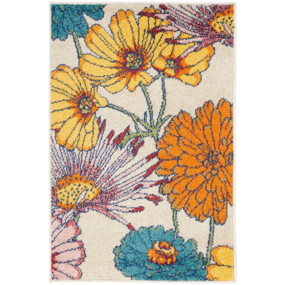 Multicolor Ivory Area Rug Nourison Allur Ivory Multicolor doormat 2 ft. x 3 ft. Floral Medallion ...