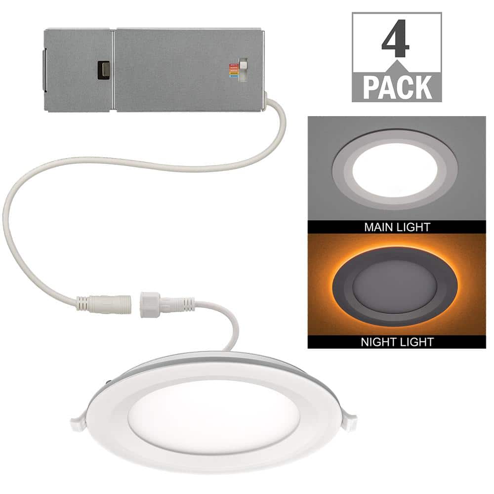 6 in. Canless Integrated LED Recessed Light Trim with Night Light 650lm Adjustable CCT New Construction Remodel (4-Pack) price history on PriceWatchPro