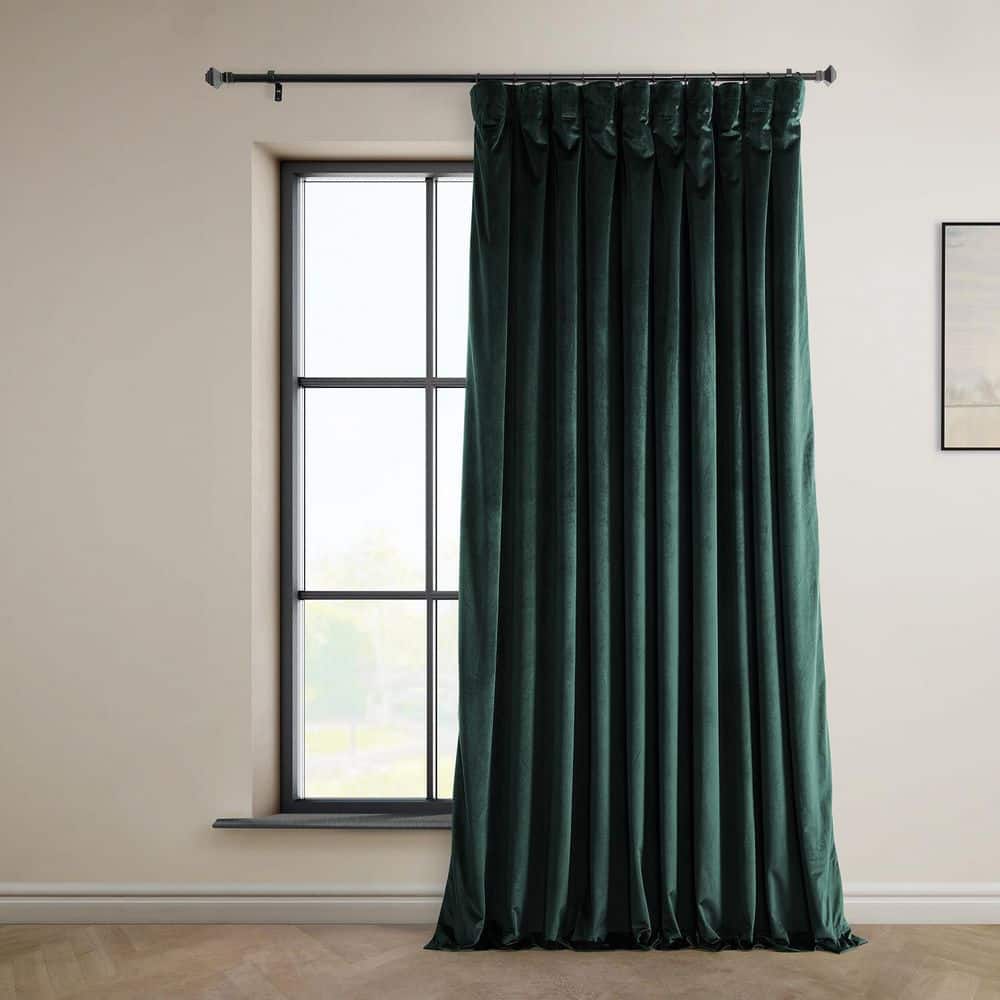 Forestry Green Heritage Plush Velvet Extrawide 100 in. W x 96 in. L Rod Pocket Room Darkening Curtains (Single Panel) price history on PriceWatchPro