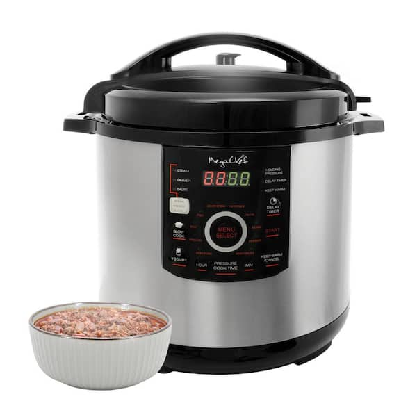 12 Qt. Black and Silver Electric Pressure Cooker with Automatic Shut-Off and Keep Warm Setting