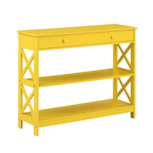 Oxford 39.5 in Yellow 31.5 in. Rectangle Wood Console Table with 1 Drawer and Shelves