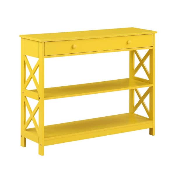 Convenience Concepts Oxford 39.5 in Yellow 31.5 in. Rectangle Wood Console Table with 1 Drawer and Shelves