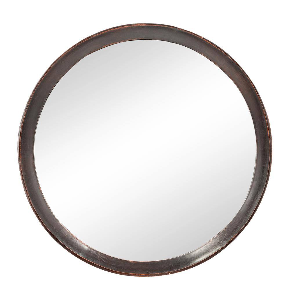 19.80 in. W x 19.80 in. H Round Wood Framed Wall Bathroom Vanity Mirror in Dark Brown price history on PriceWatchPro