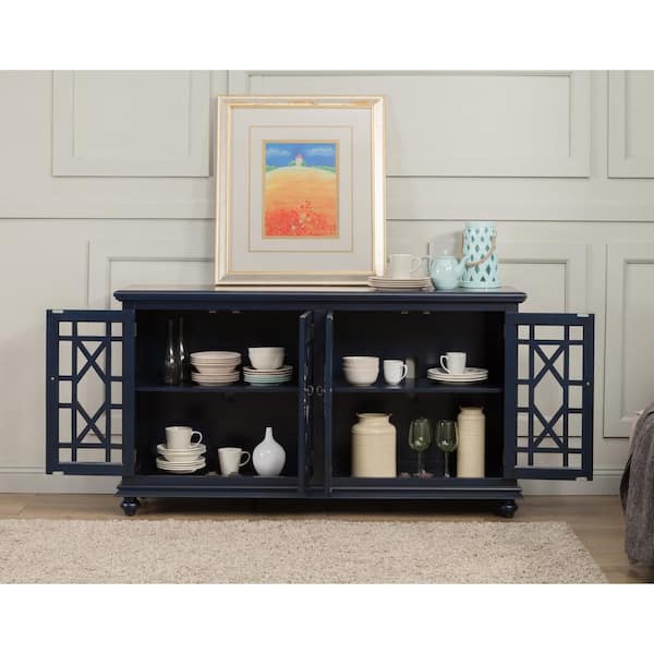 Martin Svensson Home Elegant Blue Glass TV Stand Fits TVs Up to 65