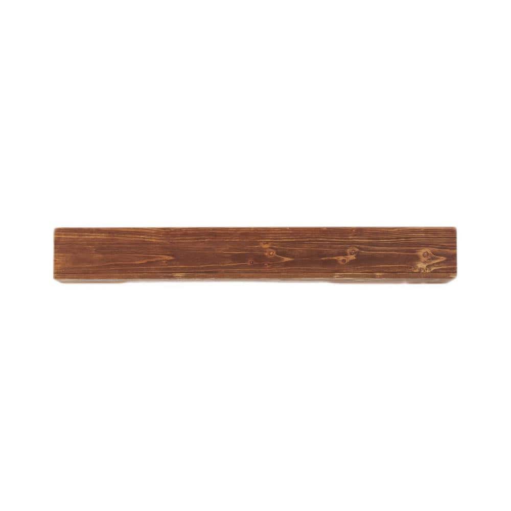 Rustic 48 in. W x 9 in. D Light Brown Wood Fireplace Mantel Decorative Wall