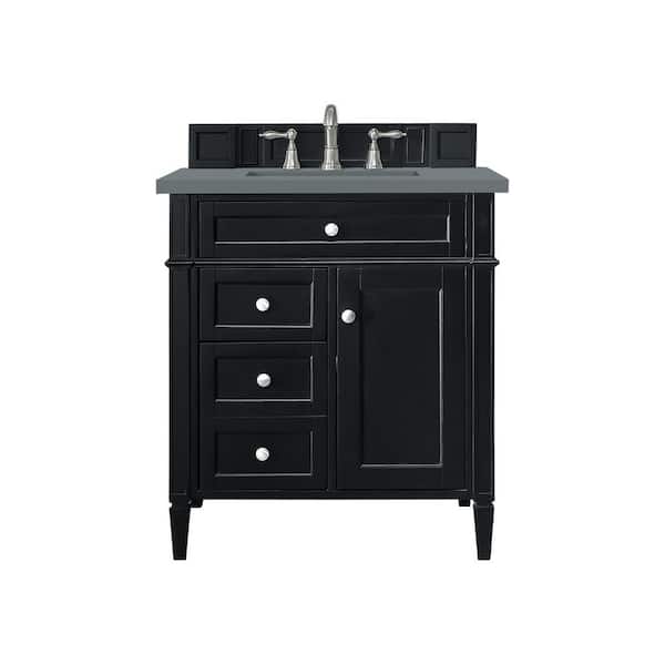 James Martin Vanities Brittany 30.0 in. W x 23.5 in. D x 34 in. H Bathroom Vanity in Black Onyx with Cala Blue Quartz Top