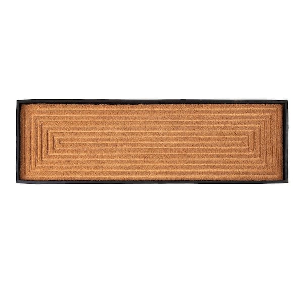 46.5 in. x 14 in. x 1.5 in. Natural and Recycled Rubber Boot Tray with Rectangle Embossed Coir Insert