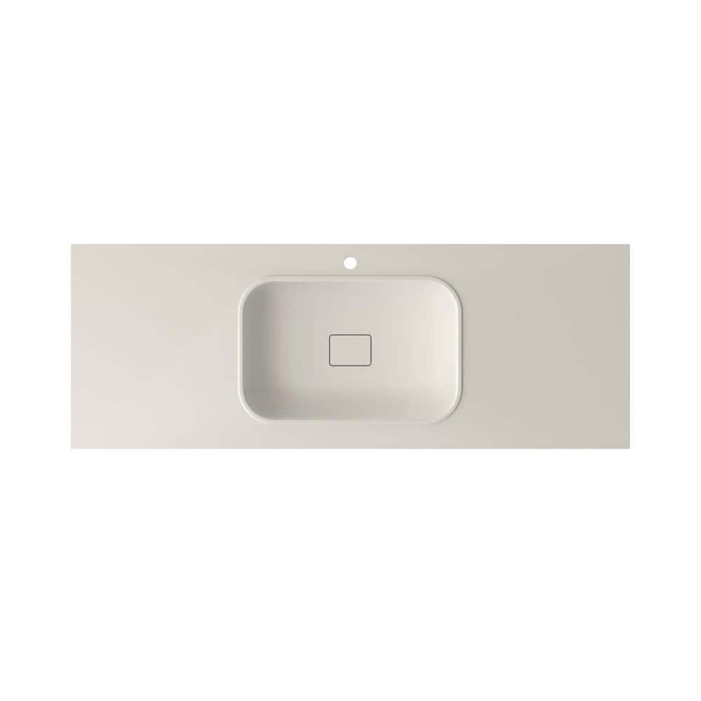 59 in. x 21 in. Wall Mount Rectangle Single Vessel Sink with Faucet Hole, Solid Surface Bathroom Vessel Sink Matte White price history on PriceWatchPro