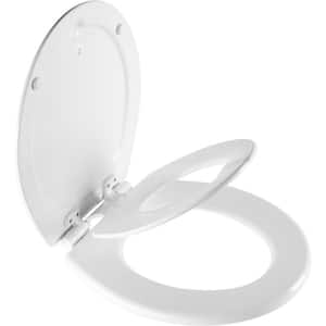 NextStep2 Children's Potty Training Round Closed Enameled Wood Front Toilet Seat in White with Plastic Child Seat
