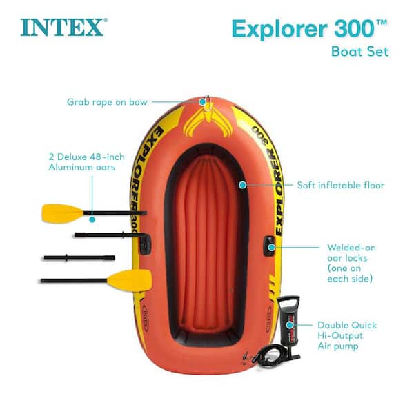 エア ボート　explorer300 Intex Explorer 300 Inflatable 3 Person Boat with Air Pump