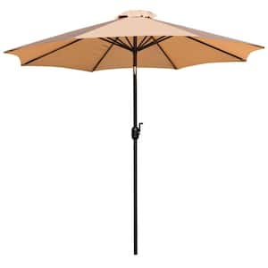 9 ft. Round Market Umbrella with 1.5 in. Dia Aluminum Pole, Crank and Tilt Function in Tan