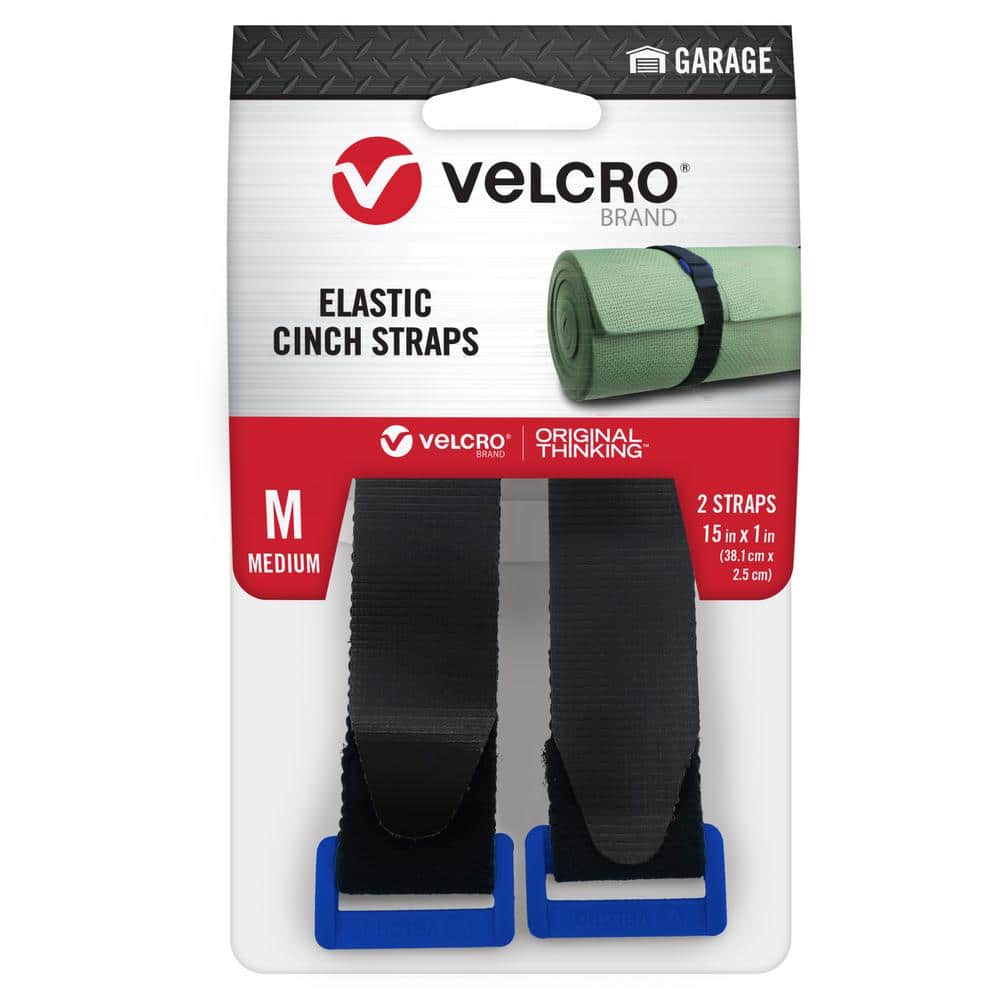 VELCRO 15 in. x 1 in. Garage Elastic Cinch Strap with Blue D Ring 2 ct.,  6/36 Black VEL-30841-USA - The Home Depot