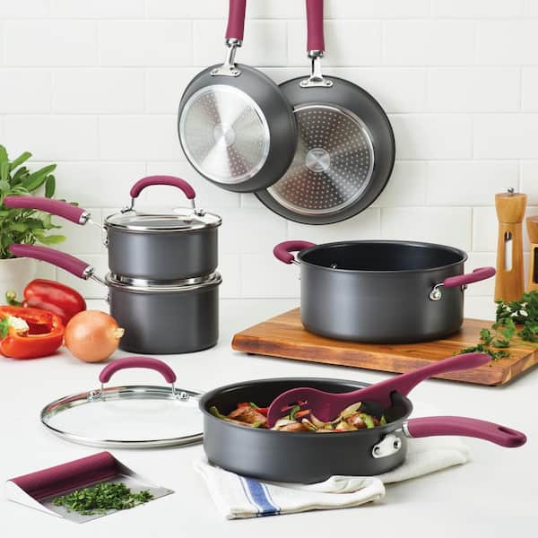 Rachael Ray Create Delicious Nonstick Cookware Pots and Pans Set, 13 Piece,  Gray Shimmer