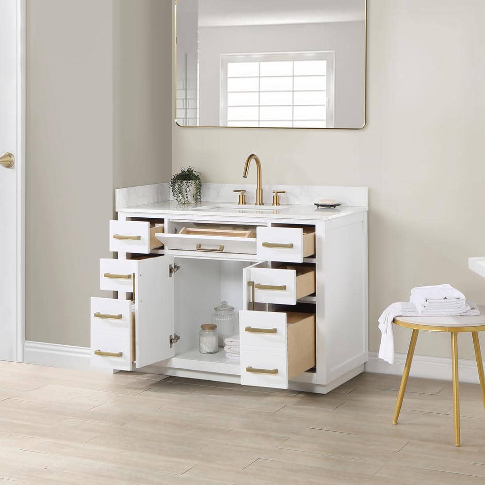 Gavino 48" White Wood Vanity with Composite Stone Top