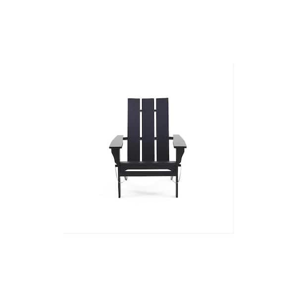 Zeus & Ruta Black Solid Wood Outdoor Classic Pure Set of Adirondack Chair Garden Lounge Chair Foldable