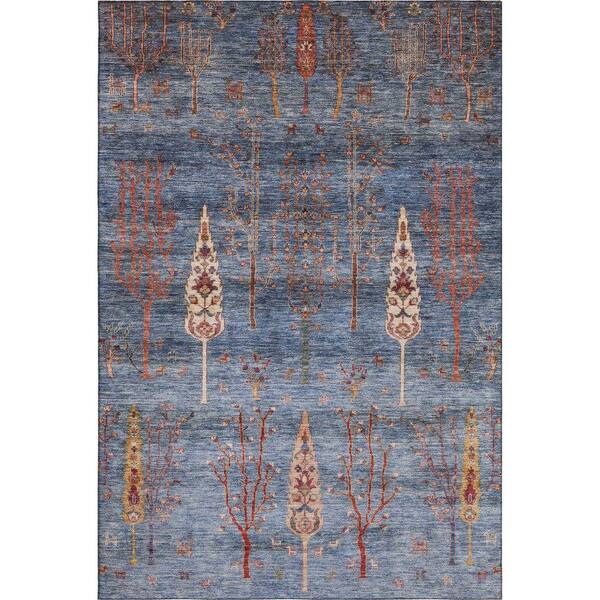 Mayfield Premium Machine Washable Abstract AMF1922 Blue 10 ft. x 14 ft. Area Rug