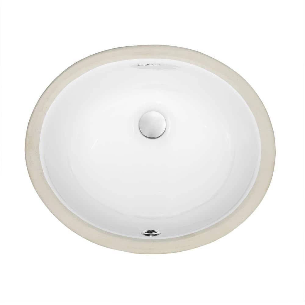 Plaisir White Ceramic 16.75" Oval Undermount Bathroom Sink