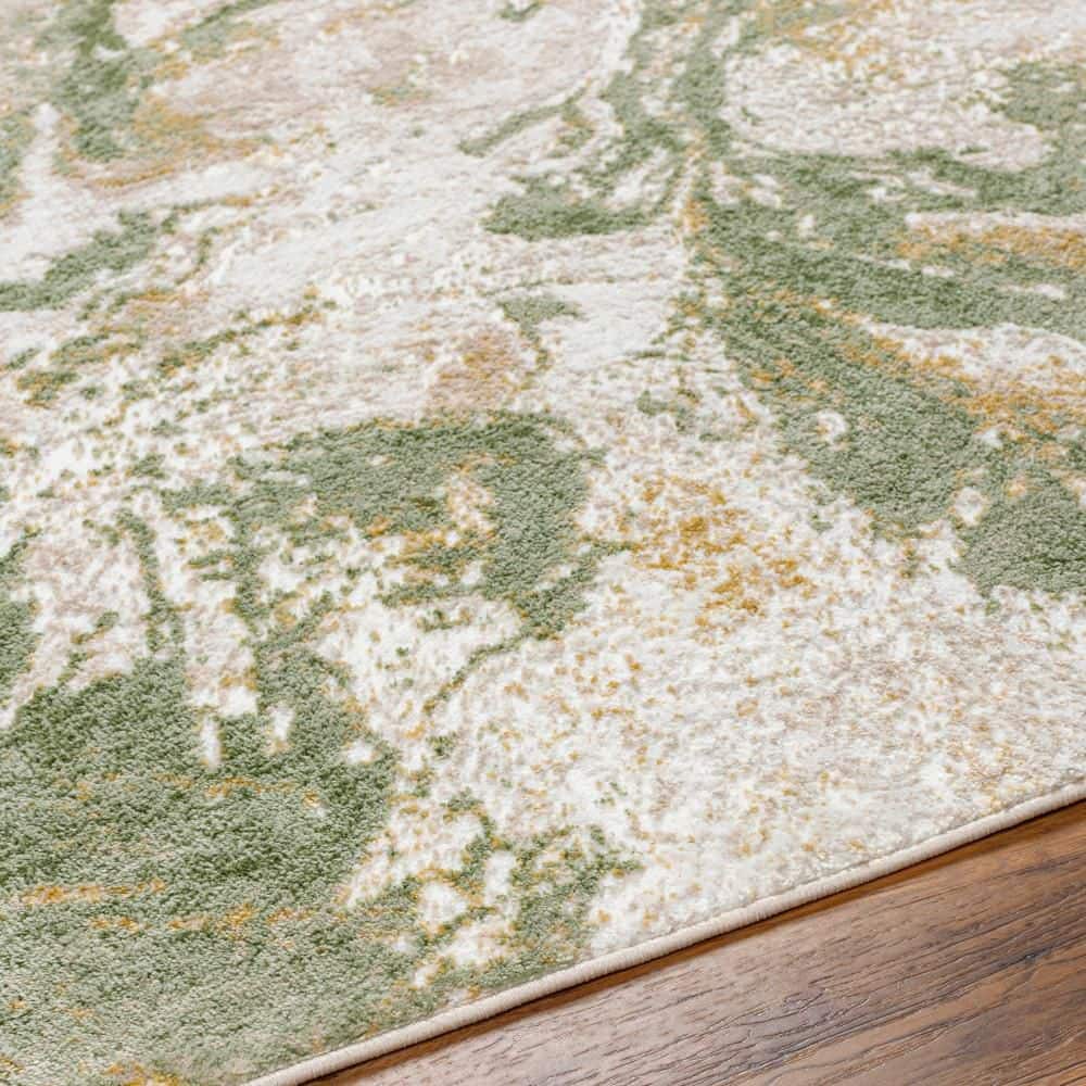 Ivory Spot 5' x 7' Reversible Washable Synthetic Rug