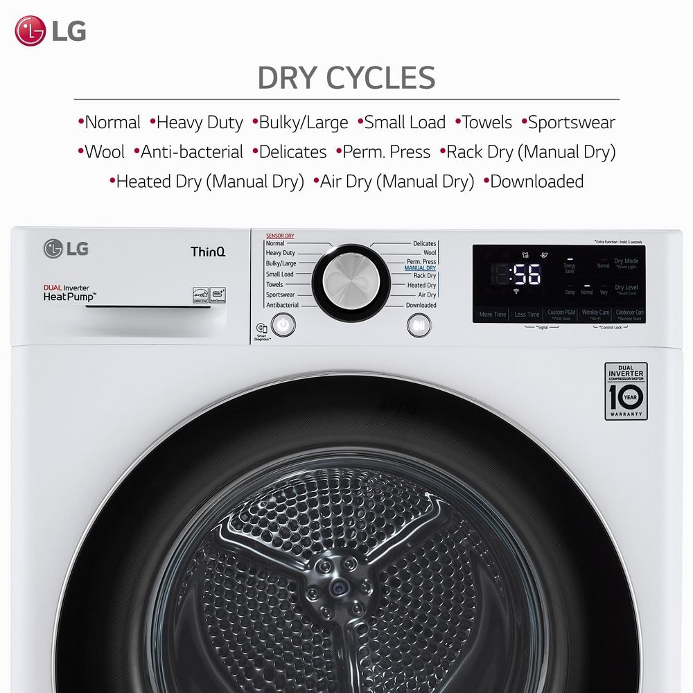 4.2 Cu.ft. White Smart Stackable Front Load Dryer with Steam