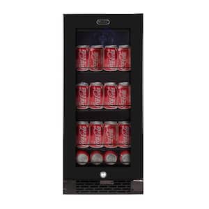 Built-In Black Glass 80-Can 12 oz. / 33-Bottle Capacity 3.4 cu. ft. Beverage Refrigerator Cooler
