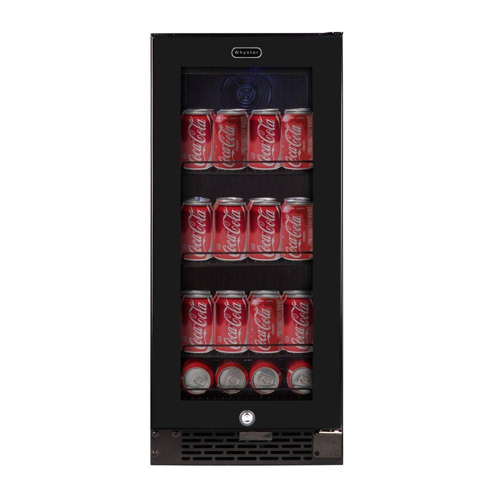 15 in. 100 12 oz. Can Built-In Beverage Fridge Cooler w/ Lock, Temp Controls, Glass Door Black price history on PriceWatchPro
