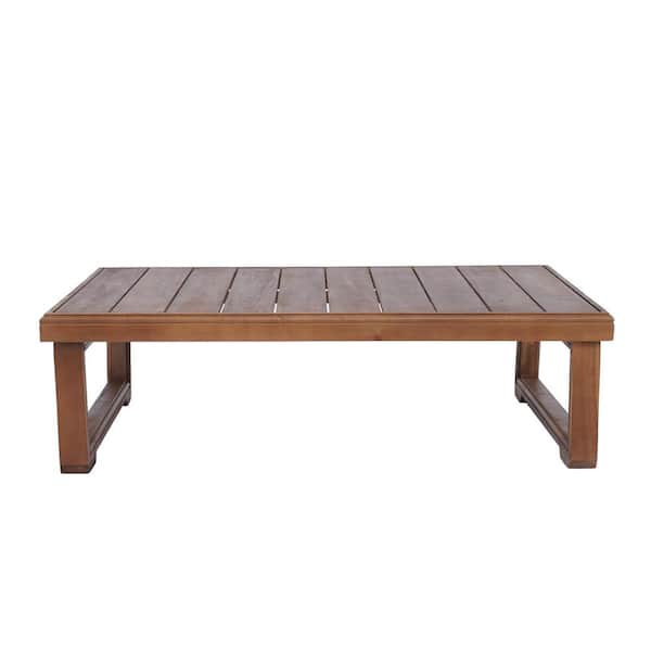 1-Piece 38.5 in. W x 22 in. D x 11.25 in. H Mocha Acacia Wood Outdoor Dining Table, Coffee Table for Lawn, Garden, Patio