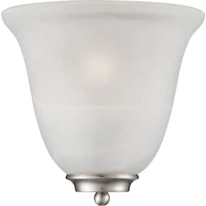 Empire 10 in. 1-Light Brushed Nickel Wall Sconce with Alabaster Glass Shade