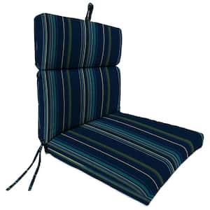 Sunbrella 22" x 44" Stanton Lagoon Multicolor Stripe Rectangular French Edge Outdoor Chair Cushion