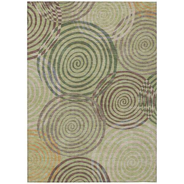 Chantille Machine Washable Indoor/Outdoor Abstract ACN2435 Aloe 9 ft. x 12 ft. Area Rug