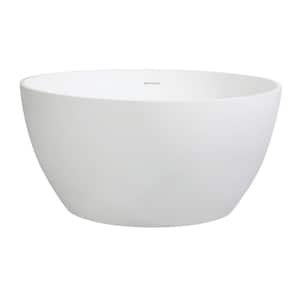 Arcticstone 46 in. x 46 in. Solid Surface White Stone Freestanding Soaking Bathtub in Matte White with Drain