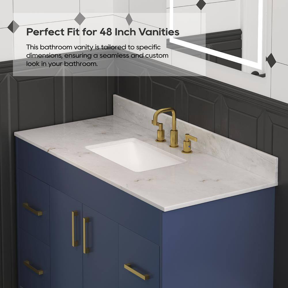 49'' White Marble Single Vanity Top with Ceramic Undermount Sink