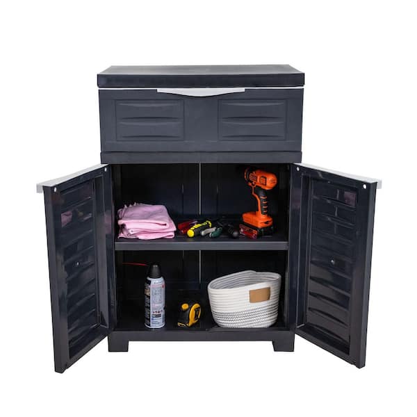 Sunnydaze 23.5 in. W x 34.5 in. H x 13.75 in. D Plastic Storage