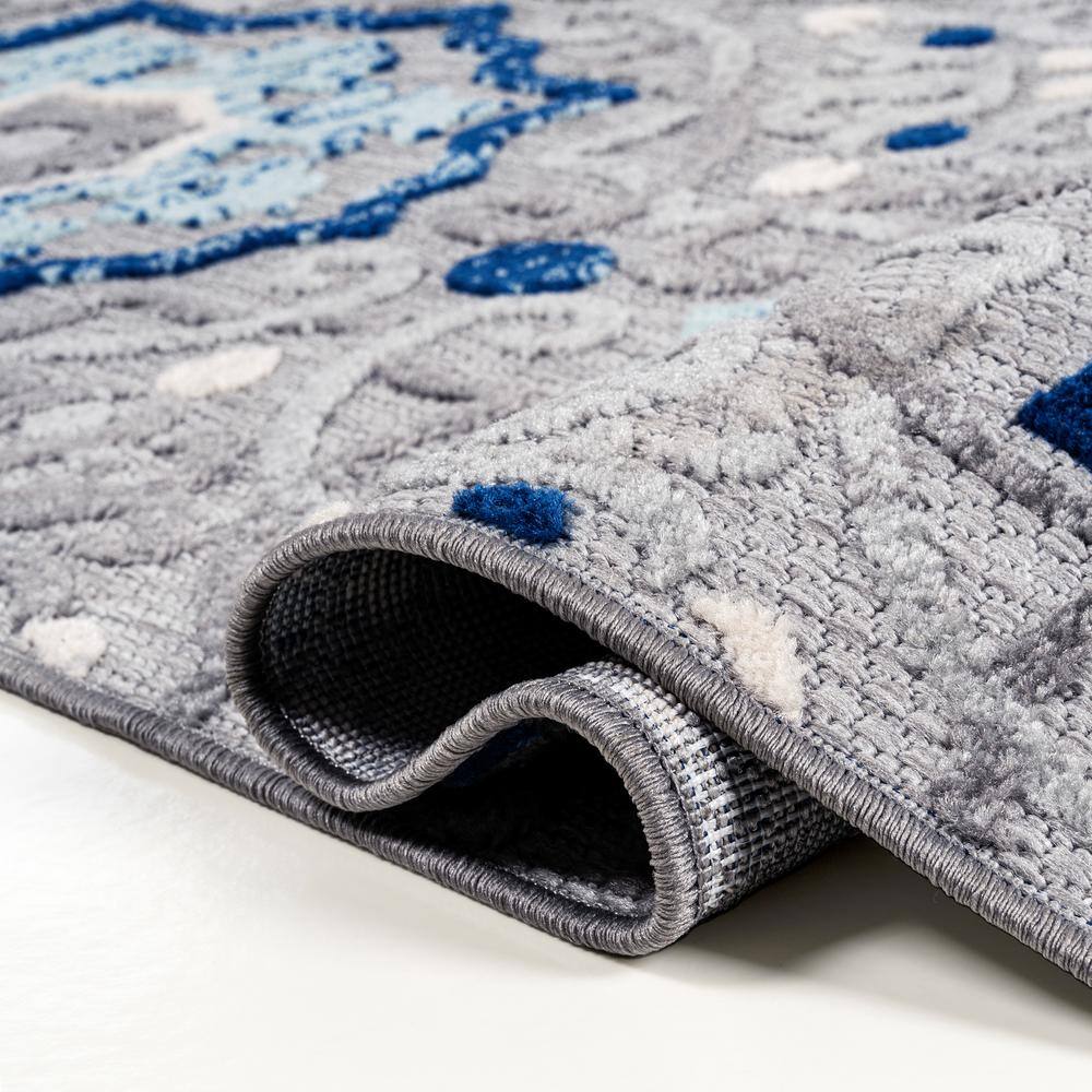 Mediterranean Medallion Blue Khaki 4'x6' Easy-Care Area Rug