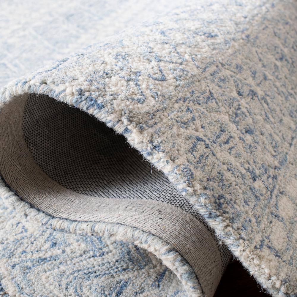 Handmade Tufted Wool Area Rug in Blue/Ivory, 8' x 10'