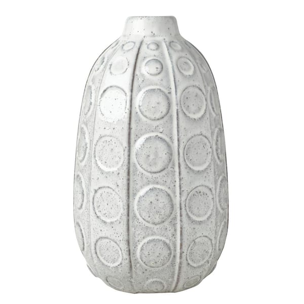 Mikasa 10 in. White Embossed Dot Textured Ceramic Vase