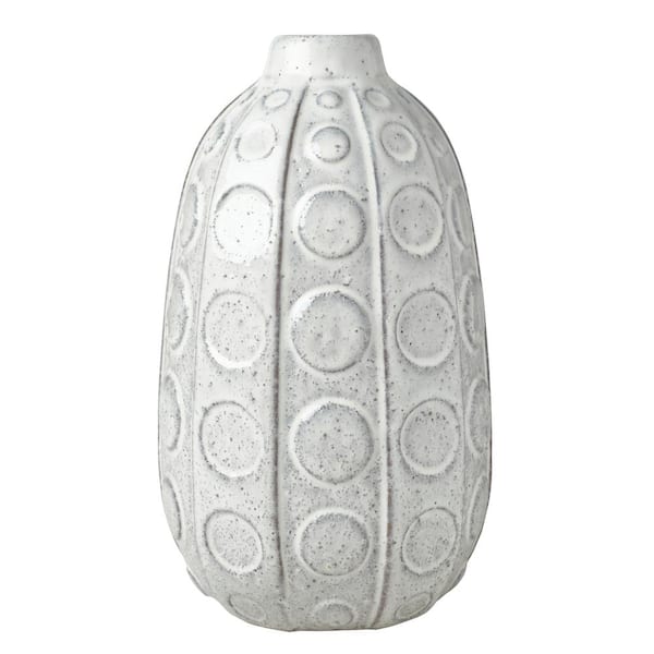 Mikasa 10 in. White Embossed Dot Textured Ceramic Vase 5309821 - The ...