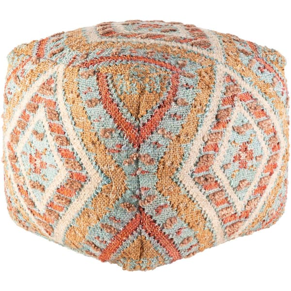 Artistic Weavers Franchesca Rust Global Jute 18 in. L x 18 in. W x 18 in. H Pouf
