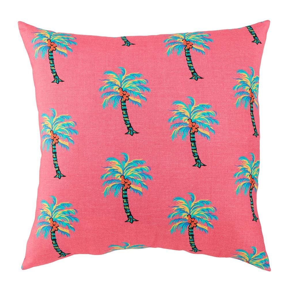 Hampton Bay 18 in. x 18 in. Palm Trees Square Outdoor Throw Pillow